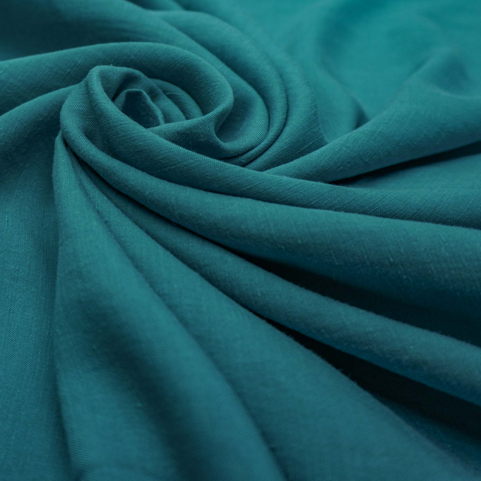 Tecido linho misto verde turquesa (tecido italiano legítimo)