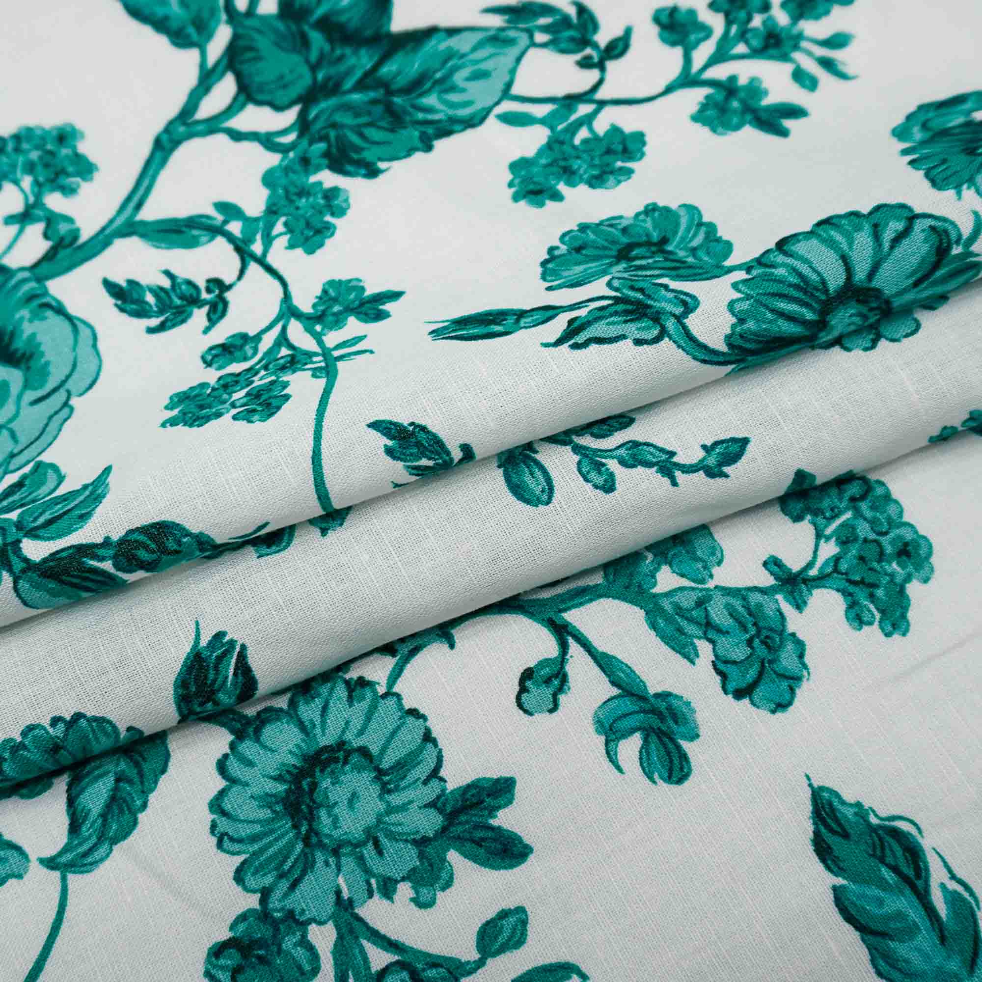 Tecido linho misto off white estampado floral (tecido italiano legítimo)