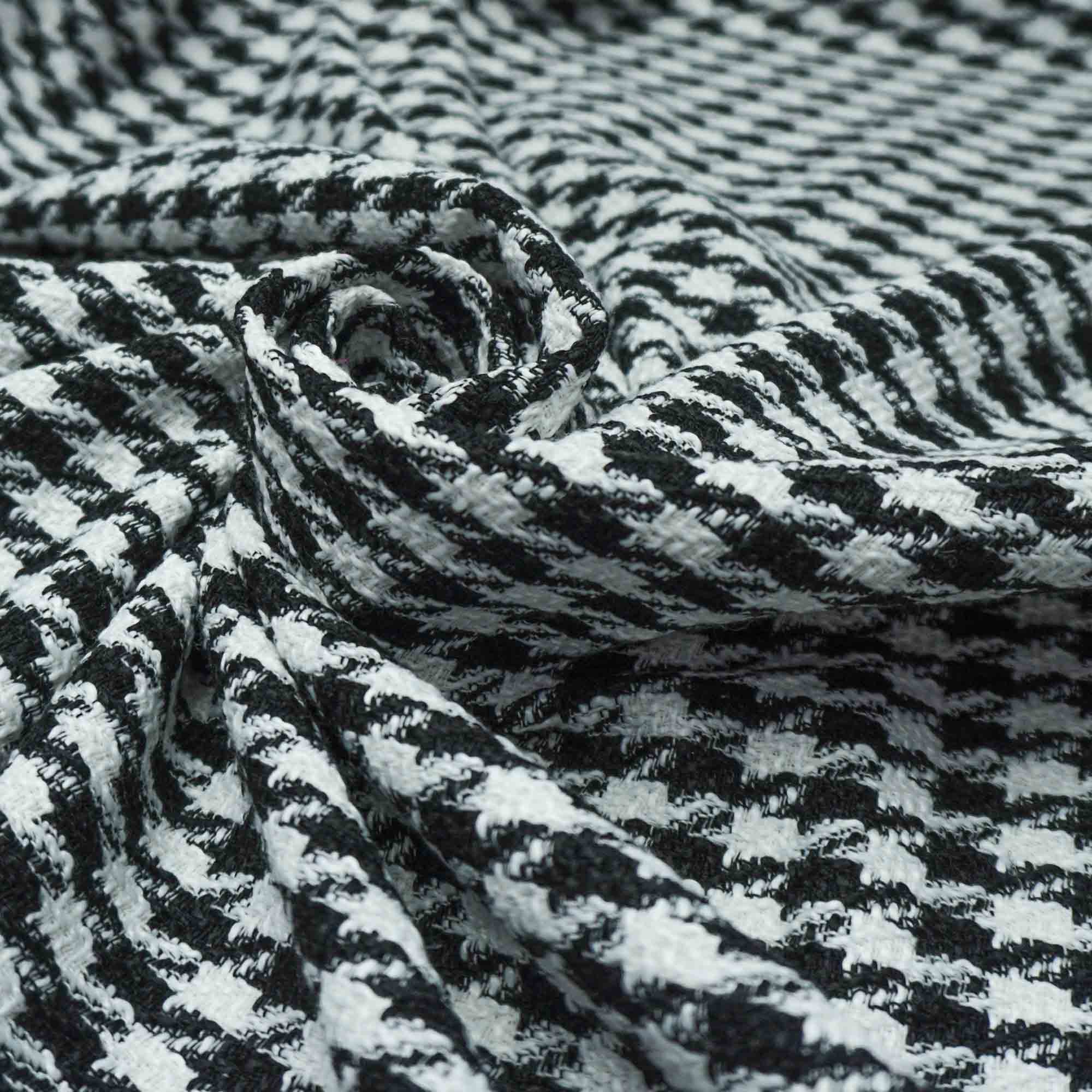 Tecido tweed pied poule preto/branco