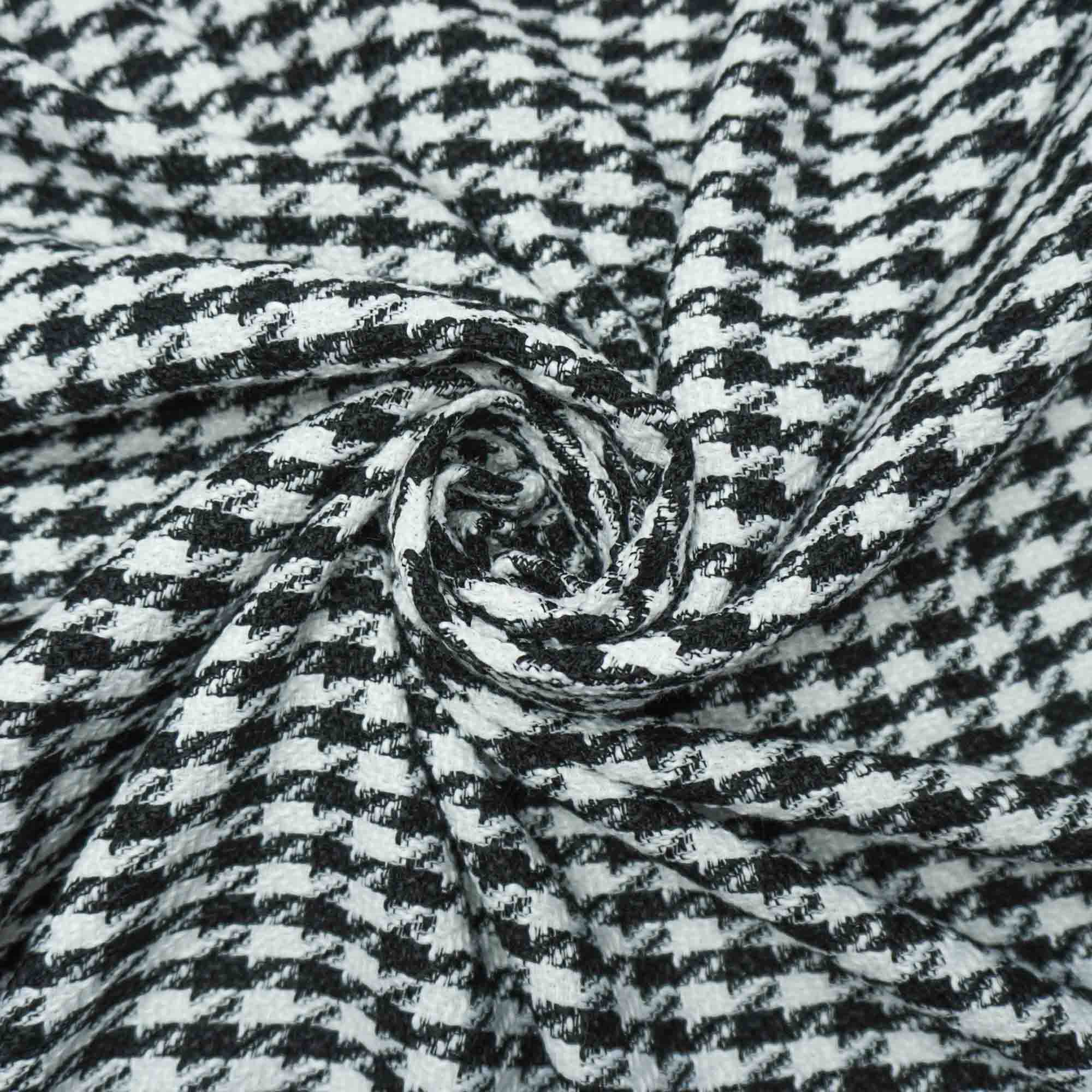 Tecido tweed pied poule preto/branco