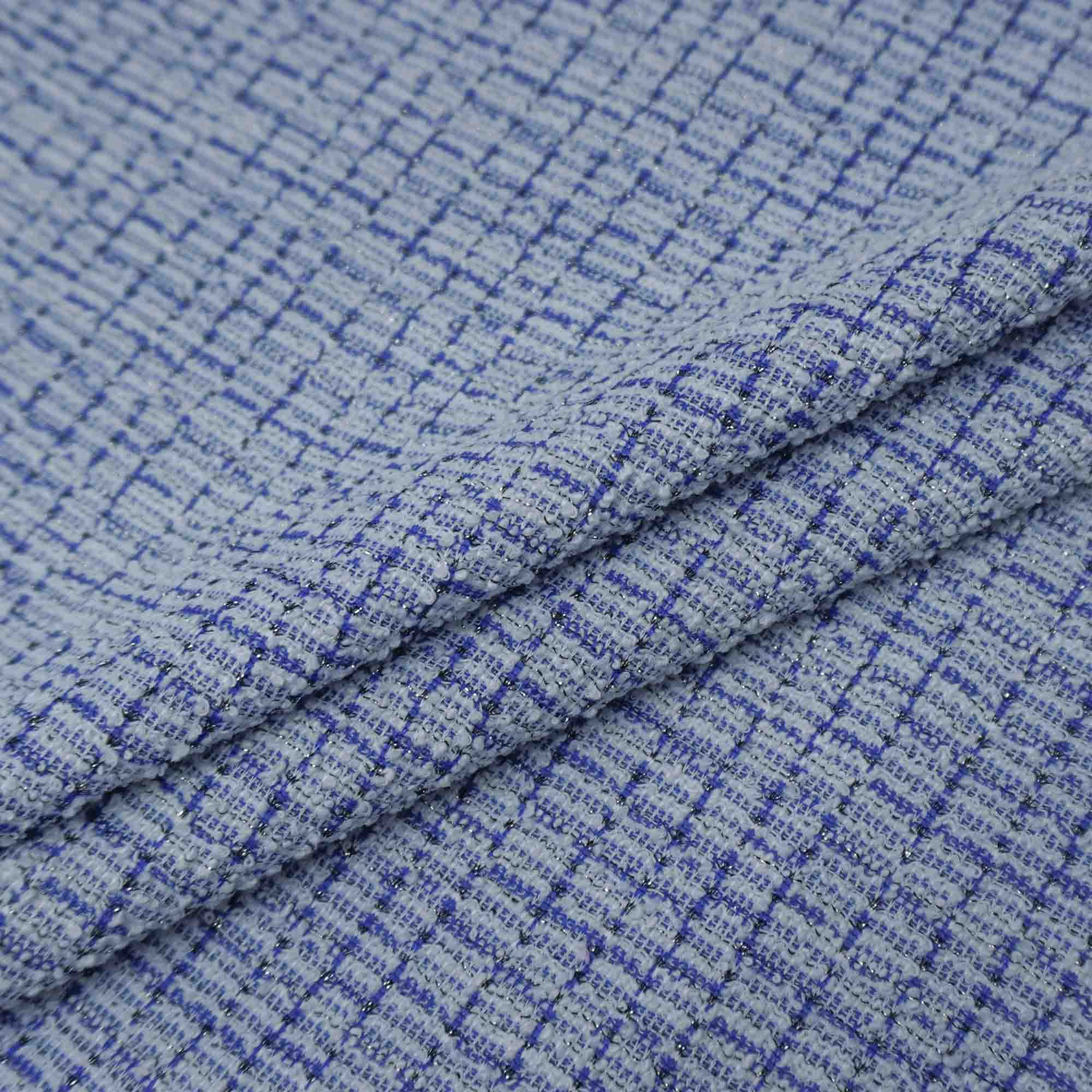 Tecido tweed malha azul royal