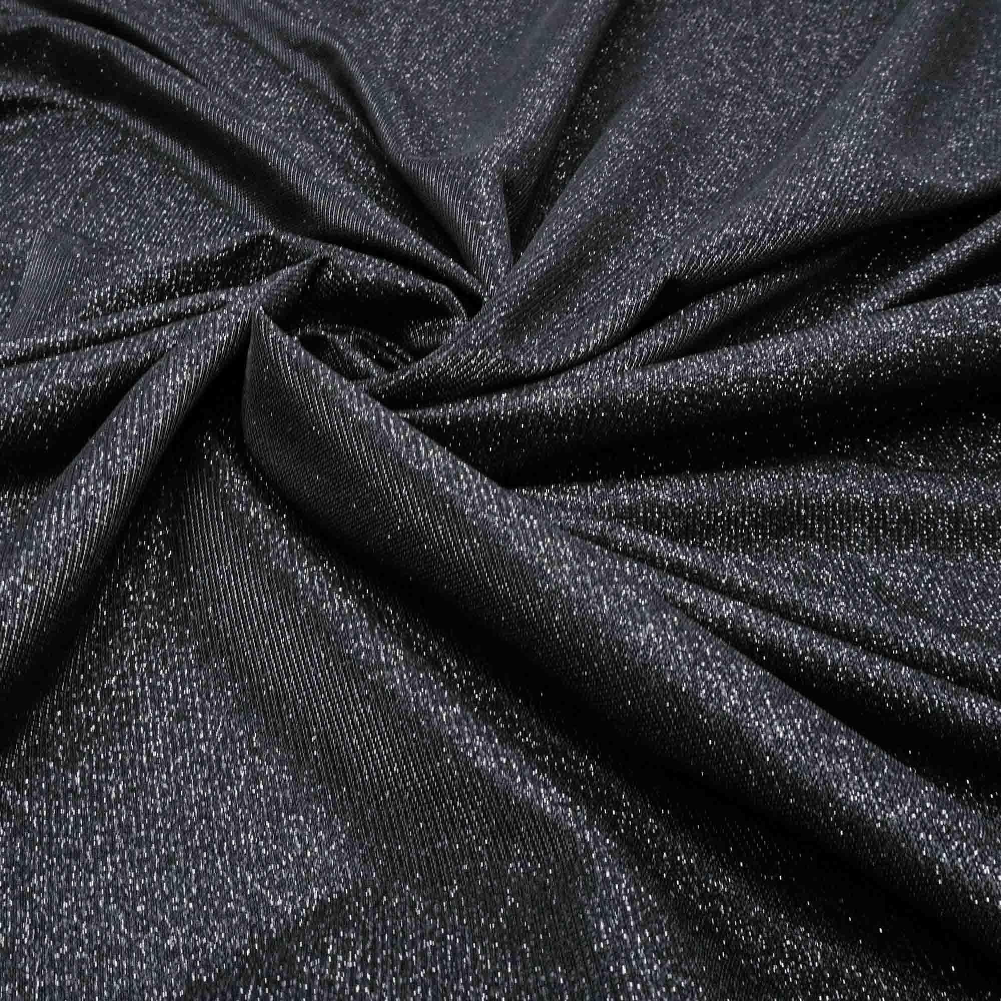 Tecido malha lurex acetinada preto Maximus