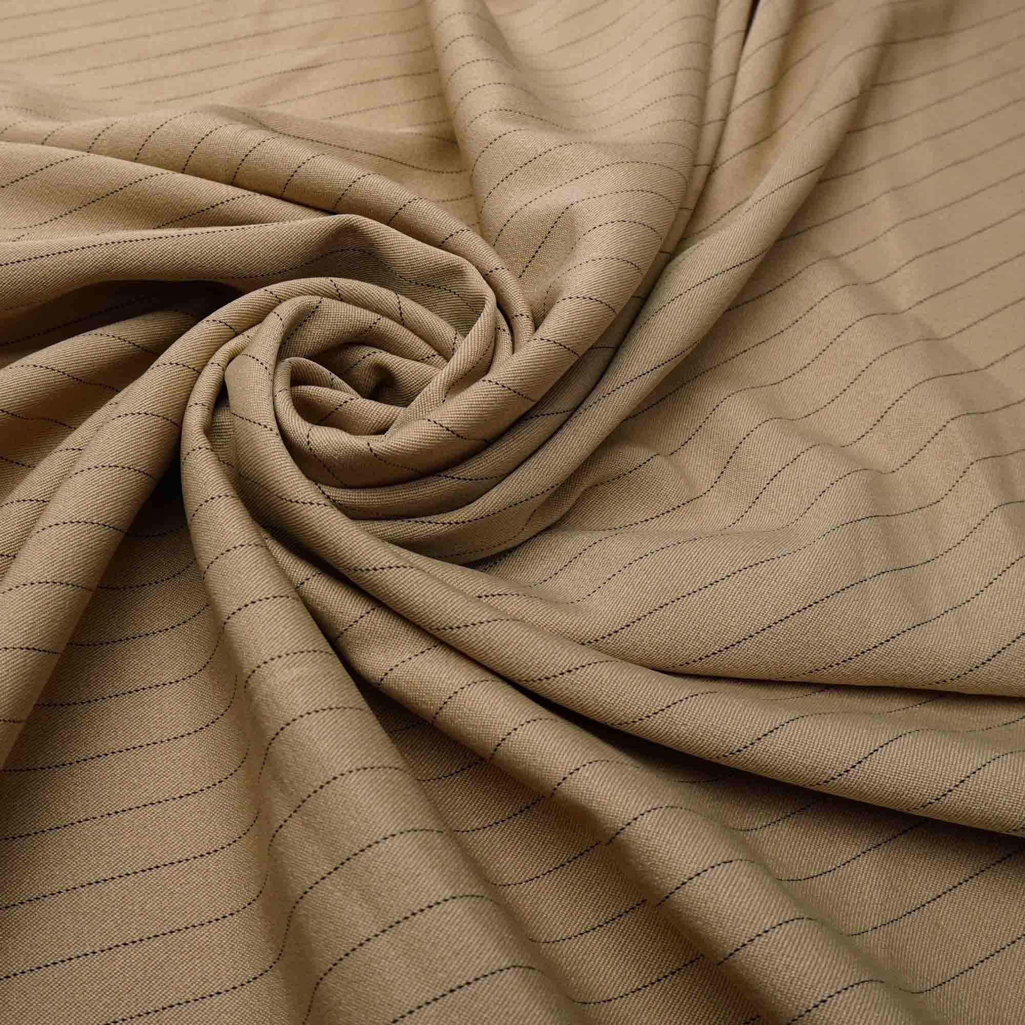 Tecido alfaiataria risca de giz nude Maximus