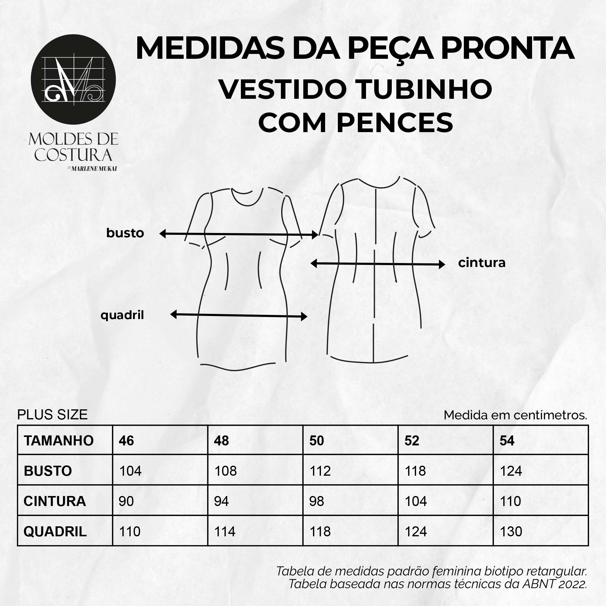 Molde vestido tubinho by Marlene Mukai Maximus