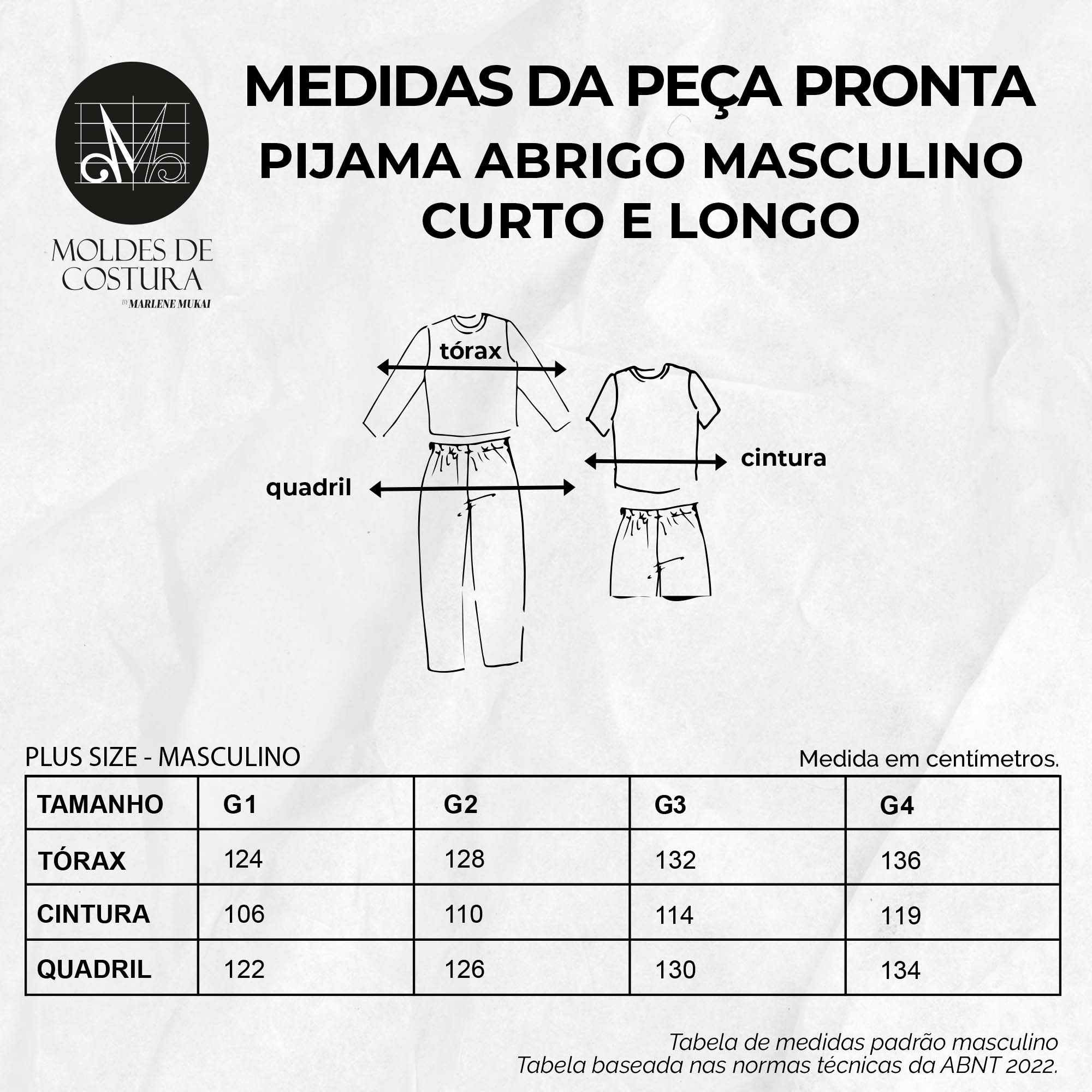 Molde pijama abrigo masculino curto e longo by Marlene Mukai