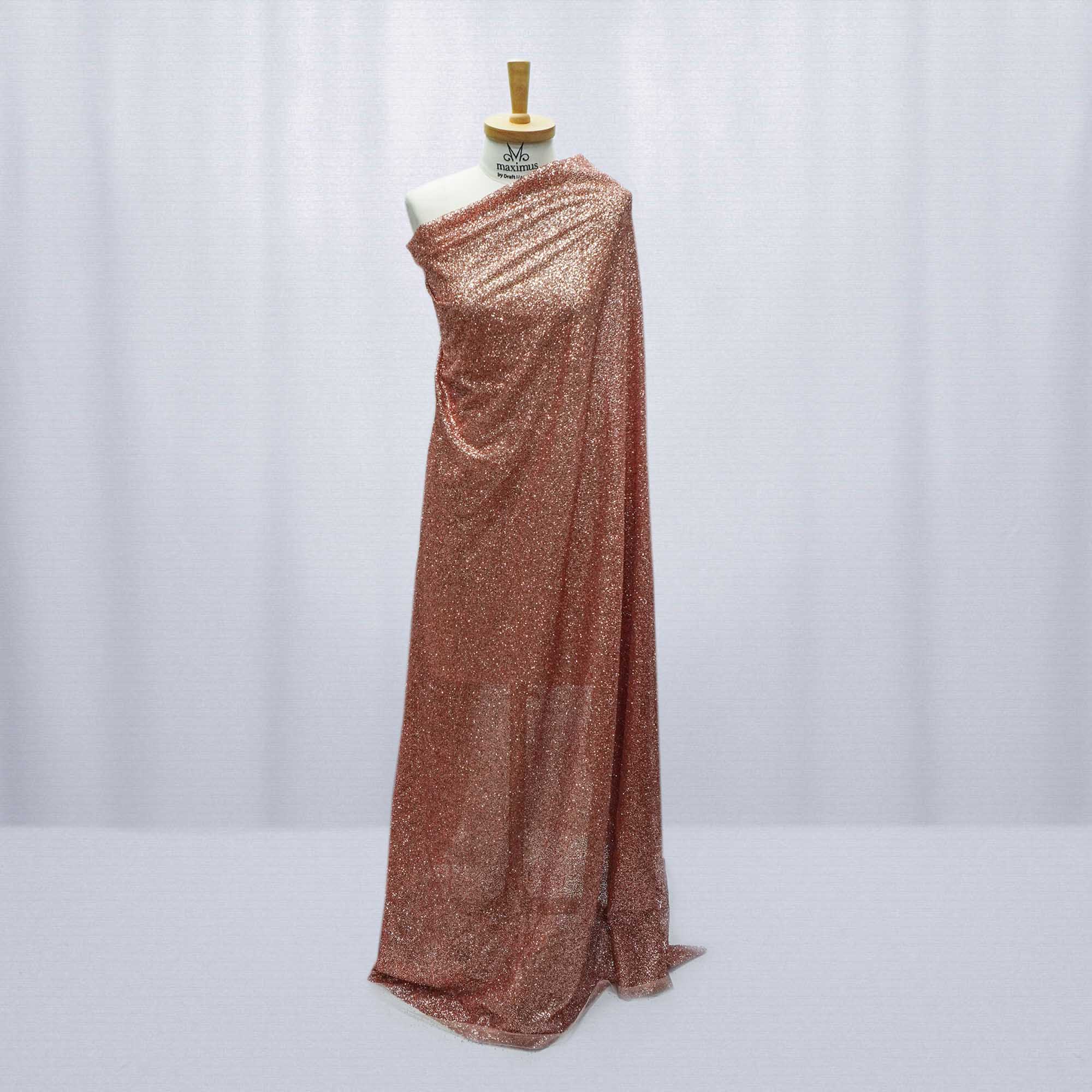Tecido tule com glitter cheio rose gold | Maximus Tecidos