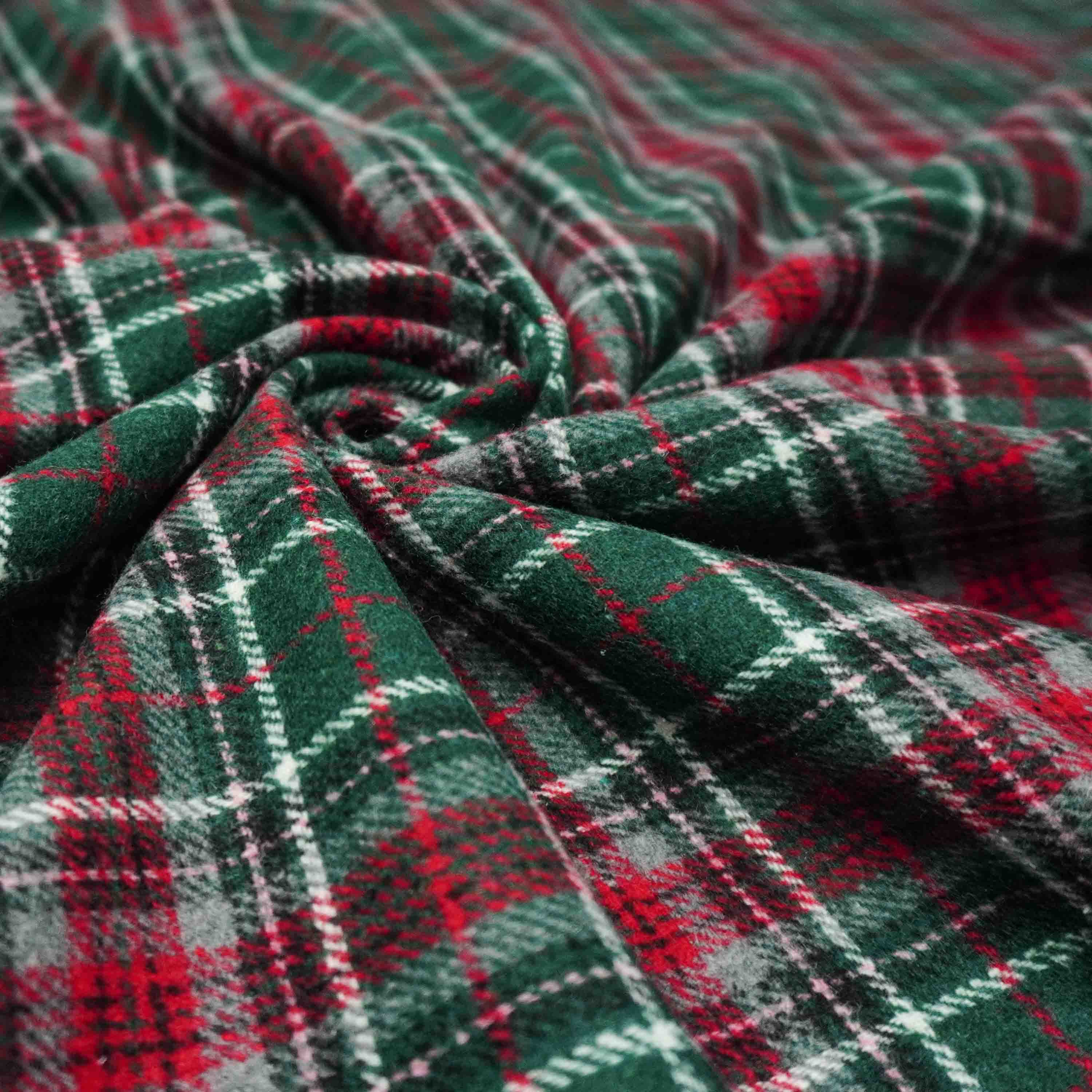 Tecido lã flanelada xadrez verde/vermelho Maximus - Main Image