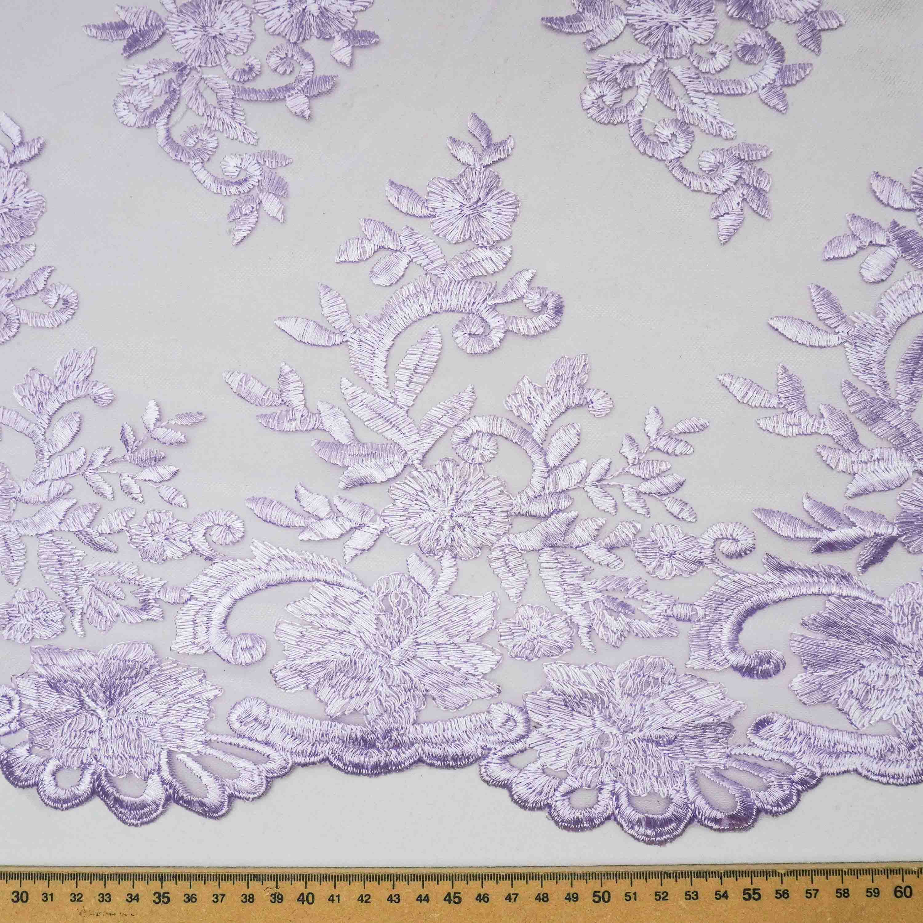 Tecido renda bordada lilás Maximus