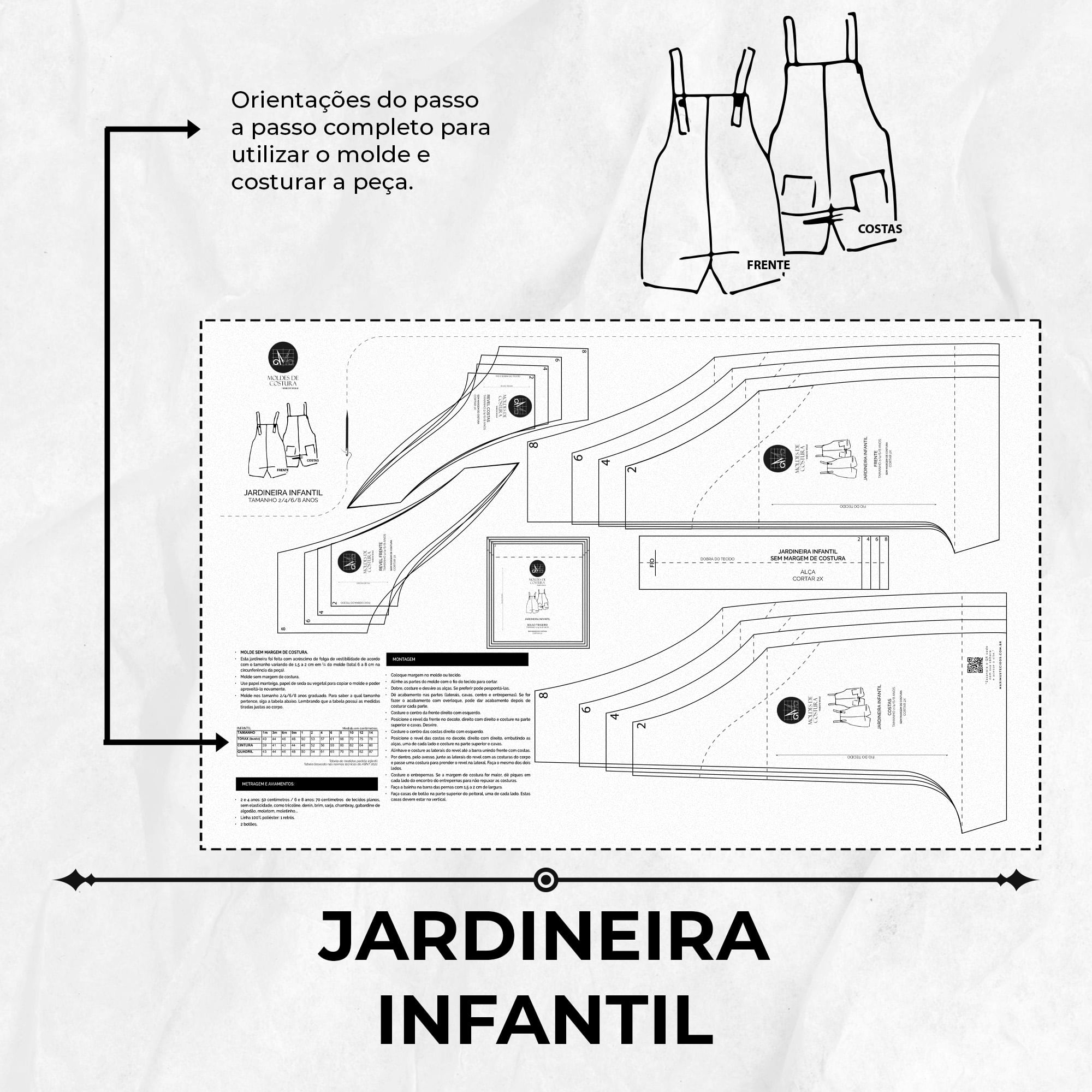 Molde jardineira infantil by Marlene Mukai Maximus